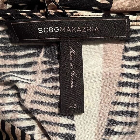 BCBGMaxAzaria Women's Tan & Black Twist Front Fitted Laila Jersey Sheath Dress - Picture 9 of 10